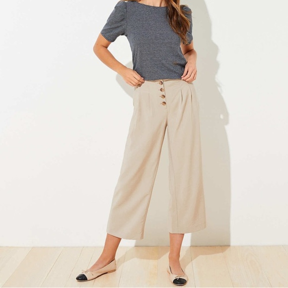 LOFT button front lightweight fluid pants